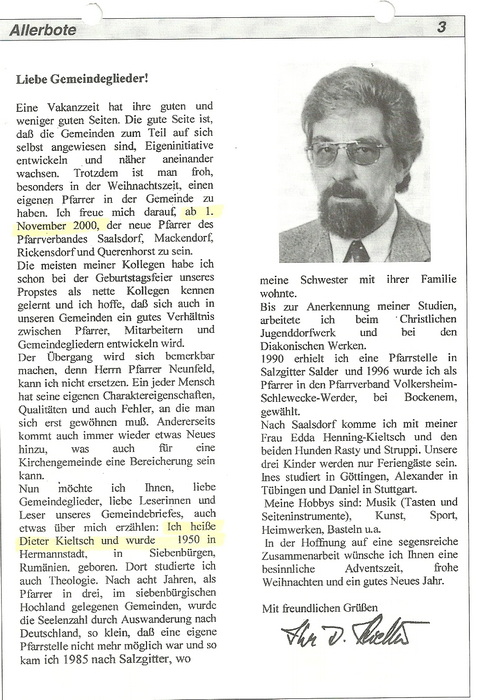 2000 Neuer Pfarrer Dieter Kieltschneu