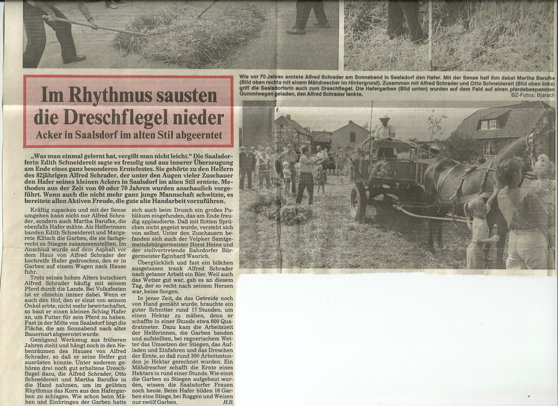 1989 Getreide  Dreschen in Saalsdorfneu