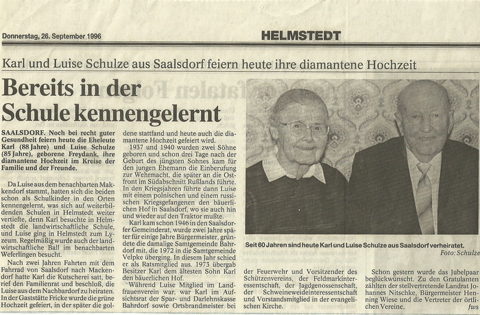 1996 Diamantene Hochzeit K. und L. Schulzeneu